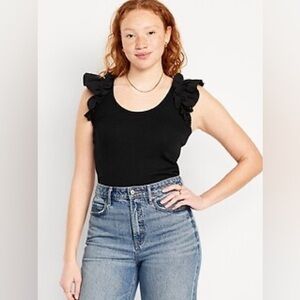 NWT Old Navy Black Ruffle Sleeve Tank Top